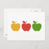 黄色の赤い緑のリンゴ ポストカード (正面/裏面)
