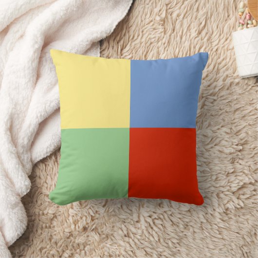 黄色の赤い緑の正方形 クッション (ブランケット)