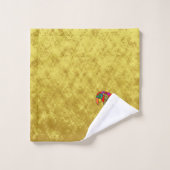 黄色の赤い緑の青い金ゴールド箔のパロット バスタオルセット (ウォッシュタオル)