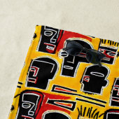 黄色の赤い黒い抽象芸術ヘッド ビーチタオル (インサイチュ)