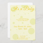 黄色の赤ちゃんシャワーの招待状 案内状 (正面/裏面)