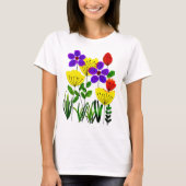 黄色の赤と青の花 Tシャツ (正面)