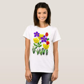 黄色の赤と青の花 Tシャツ (正面フル)