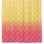 黄色の赤のグラデーションの格子模様 シャワーカーテン (正面)