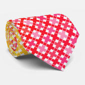 黄色の赤のグラデーションの格子模様 ネクタイ (ロール)