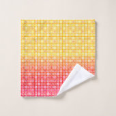 黄色の赤のグラデーションの格子模様 バスタオルセット (ウォッシュタオル)