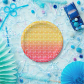 黄色の赤のグラデーションの格子模様 ペーパープレート (パーティー)