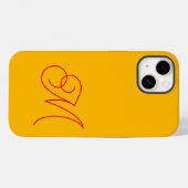 黄色の赤のスクリプモノグラムのトのプレーン Case-Mate iPhoneケース (裏面 (横))
