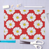 黄色の赤の白いデイジーパターン 薄葉紙 (クラフト)