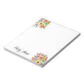 黄色の赤紫色の水彩花 ノートパッド (回転)