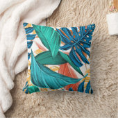 黄色の赤緑オレンジ色の水彩の花 クッション (ブランケット)