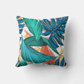 黄色の赤緑オレンジ色の水彩の花 クッション (裏面)