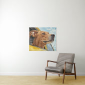 黄色の車の犬のアートプリント タペストリー (インサイチュ(横))