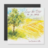 黄色の農地のランドスケープ結婚式の日付を保存 (正面/裏面)