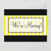 黄色の通知はがきを移動ストライプの中 案内ポストカード (正面)
