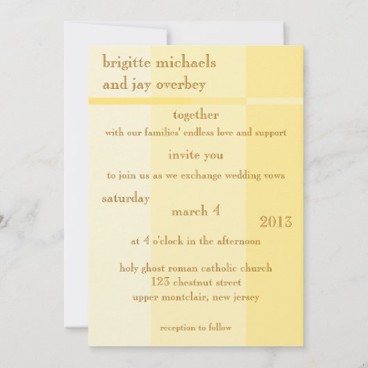 黄色の進行モダン結婚式招待状 招待状 (裏面)
