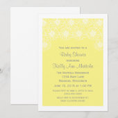 黄色の遊び心のあるデイジー ベビーシャワー招待状 招待状 (正面/裏面)