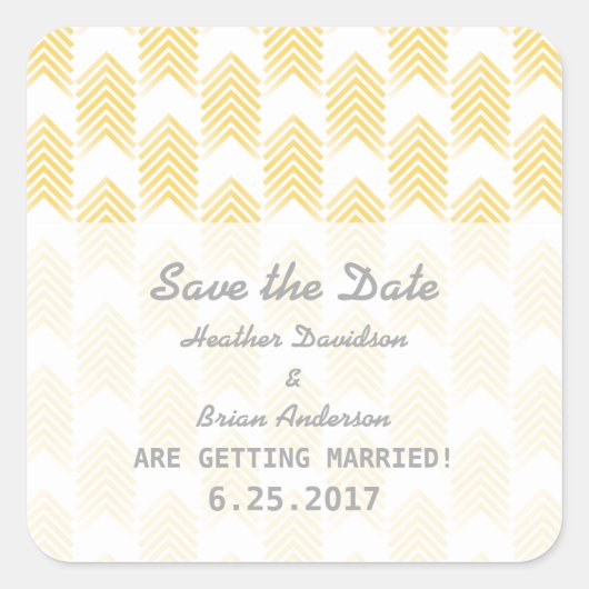 黄色の部族矢印の日付ステッカーを保存 スクエアシール (正面)