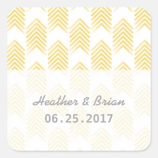 黄色の部族矢印の結婚式用シール スクエアシール (正面)