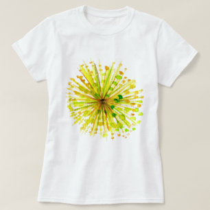 黄色の野お洒落花水色 Tシャツ