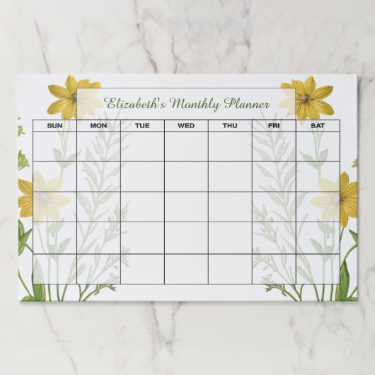 黄色の野パーソナライズされた草月プランナー ペーパーパッド (正面)