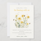 黄色の野生の花のムームビーニュートラル赤ちゃんシャワー サンキューカード (正面)