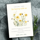 黄色の野生の花のムームビーニュートラル赤ちゃんシャワー サンキューカード