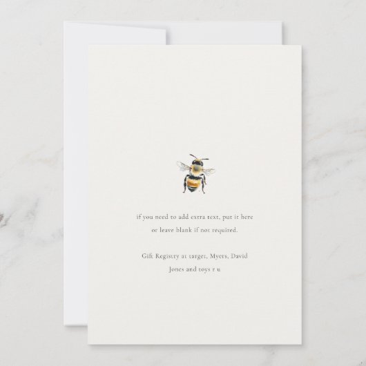 黄色の野生の花のムームビーニュートラル赤ちゃんシャワー 招待状 (裏面)