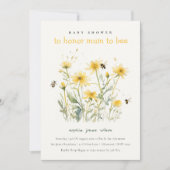 黄色の野生の花のムームビーニュートラル赤ちゃんシャワー 招待状 (正面)