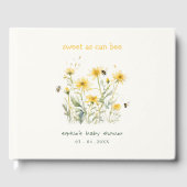 黄色の野生の花の甘いビーニュートラルベビーシャワー ゲストブック (正面)