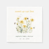 黄色の野生の花の甘いビーニュートラルベビーシャワー スタンダードカクテルナプキン (正面)