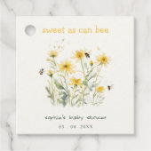 黄色の野生の花の甘いビーニュートラルベビーシャワー フェイバータグ (正面)