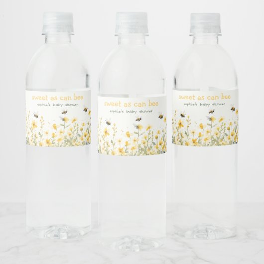 黄色の野生の花の甘いビーニュートラルベビーシャワー ペットボトルラベル (ボトル)