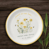 黄色の野生の花の甘いビーニュートラルベビーシャワー ペーパープレート