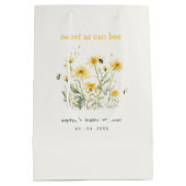 黄色の野生の花の甘いビーニュートラルベビーシャワー ミディアムペーパーバッグ (裏面)