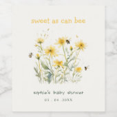 黄色の野生の花の甘いビーニュートラルベビーシャワー ワインラベル (シングルラベル)