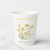 黄色の野生の花の甘いビーニュートラルベビーシャワー 紙コップ (裏面)