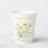 黄色の野生の花の甘いビーニュートラルベビーシャワー 紙コップ (正面)