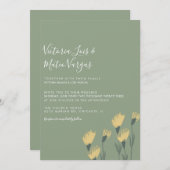 黄色の野生の花フローラ結婚のセージ 招待状 (正面/裏面)