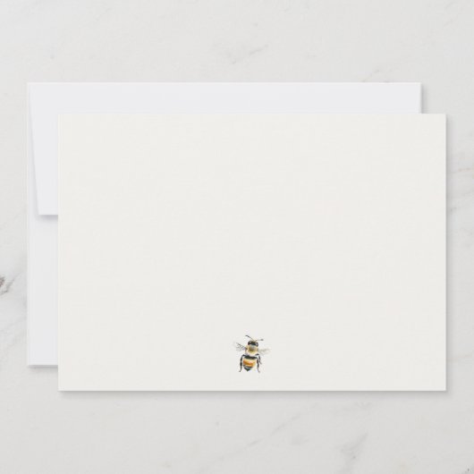 黄色の野生の花ムームからミツバチの中性水色 ノートカード (裏面)