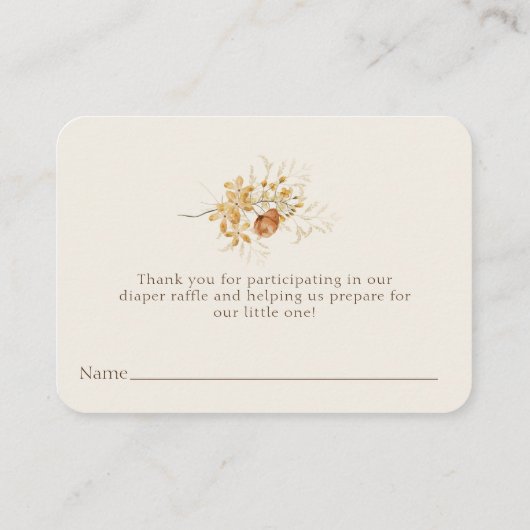 黄色の野生の花蝶の赤ちゃんシャワーエンクロージャ エンクロージャーカード (裏面)