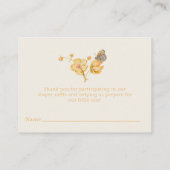 黄色の野生の花蝶の赤ちゃんシャワーエンクロージャ エンクロージャーカード (裏面)