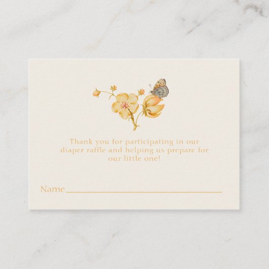 黄色の野生の花蝶の赤ちゃんシャワーエンクロージャ エンクロージャーカード (裏面)