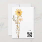 黄色の野結婚花 出欠カード (裏面)
