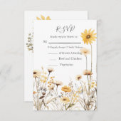 黄色の野結婚花 出欠カード (正面/裏面)