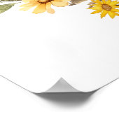 黄色の野花リース結婚の座席表 ポスター (角)