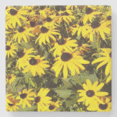 黄色の野草畑 ストーンコースター (正面)
