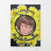 黄色の野草花パッチ5枚の記念碑 三つ折り案内状 (カバー)