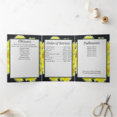 黄色の野草花パッチ5枚の記念碑 三つ折り案内状 (内部)