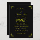 黄色の金ゴールドおとぎ話の日付を保存 セーブザデート (正面/裏面)